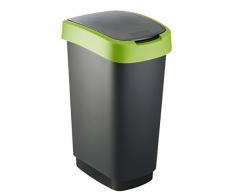 Rotho Twist Mülleimer 50 l, Kunststoff (PP), schwarz / grün, 50 Liter (40,1 x 29,8 x 60,2 cm)