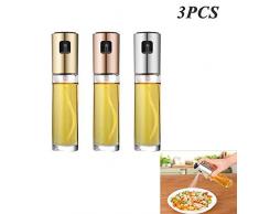 Cratone 3 Stück Glas Öl Sprayer 100ml Ölsprüher Öl Sprühflasche mit extra feinem Sprühnebel Ölspender, Essigsprüher Öl Auslöser für Kochen, BBQ, Grillen, Pasta, Salate, Backen(DREI Farben)