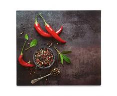 XL Glas Herdabdeckplatte Herdabdeckung Schneidebrett Abdeckplatte für Ceranfeld Design Hot Chili Kochfeld Abdeckung Spritzschutz Herdblende
