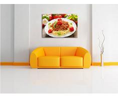 Spaghetti Bolognese auf dem Teller, Format: 100x70 auf Leinwand, XXL riesige Bilder fertig gerahmt mit Keilrahmen, Kunstdruck auf Wandbild mit Rahmen, günstiger als Gemälde oder Ölbild, kein Poster oder Plakat