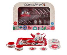 deAO 14 teiliges Tee-Service mit Tragetasche, in den Farben rot