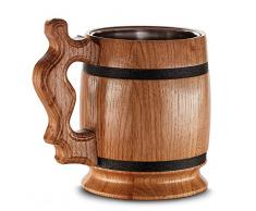 Großer hölzerner Bierkrug – Eiche – Tolle Handwerkskunst, aus hochwertigen Materialien handgemacht – Innen mit Metall – Strapazierfähig – Robust – Langlebig