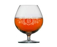 Stölzle Lausitz Weinbrandglas - Cognacglas mit eigenem Initial in Weinranke Gravur Gratis 585 ml