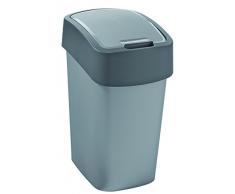 CURVER Abfalleimer „FLIP BIN“ 10L Abfalleimer, Silber/DUNKELGRAU, 18.9x23.5x35