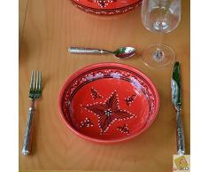 YODECO Service Couscous-Topf mit Teller jattes Tattoo rot – 6 Pers