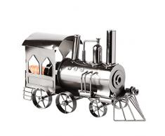 BRUBAKER Flaschenhalter Lokomotive Metall Skulptur Geschenk mit Geschenkkarte