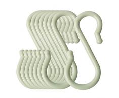 sourcing map S-förmigen Haken Kunststoff für Küche Bad Closet Hanger Töpfe und Pfannen Tassen Utensilien Kleidung Handtücher Rack Hellgrün 8stk.