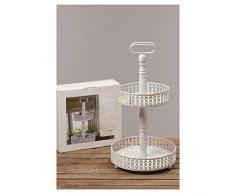 Etagere Emilia 2-stöckig aus Holz in weiß, Höhe: 46 cm, Ø ca. 26 cm und Ø ca. 20