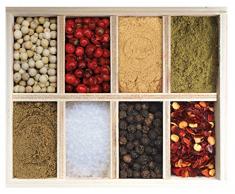 Caipirinha Spieße – 8 Gewürze Set für die brasilianischen Fischspieße (65g) – in einem schönen Holzkästchen – mit Rezept und Einkaufsliste – Geschenkidee für Feinschmecker von Feuer & Glas