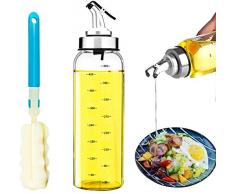Öl sprüher olivenöl flasche,essig und öl spender ölflasche mit Einem 24cm Geschenkpinsel,500ML Ölsprüher Oil Sprayer Öl Sprüher Glas Flasche [mit Skala] für Kochen,Salat,Brot,BBQ,Pasta,Grill,Gewürz