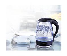 Aigostar Adam 30GOM - Borosilikatglas Wasserkocher mit LED-Beleuchtung, 2200 Watt, 1,7 Liter, Trockenlaufschutz, BPA frei, schwarz.