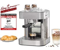 ROMMELSBACHER Espresso Maschine EKS 2010 - Siebträger, Filtereinsatz für 1 bzw. 2 Tassen, Vorbrühfunktion, 19 Bar Pumpendruck, Düse für Milchschaum/Heißwasser, programmierbare Tassenfüllmenge