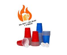 BOPS Bierpongset - 50x Partybecher Rot und Blau + 5 Bälle Trinkspiel Red Cups Beer Pong Partyspiel Plastikbecher - Best of Party Stuff