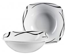 Mäser 991368 Serie Oslo, Obstschale oder Salatschüssel 2er-Set, klassisch, zeitlos, elegant, Porzellan, schwarz-weiß