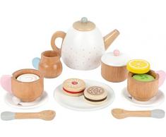 small foot 11214 Teeservice Kinderküche aus Holz, Zubehör für Kinderküche / Spielküche mit 17 Teilen, ab 3 Jahren