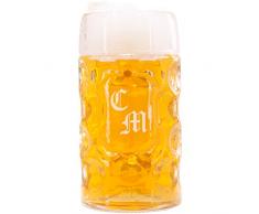 Geschenke 24: Maßkrug Oktoberfest mit Gravur gewölbt - Liter-Bierkrug mit Wunschname oder Zwei Initialen graviert - personalisierte Bier-Geschenke für Männer