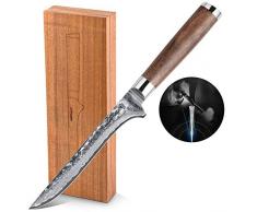 adelmayer® Damastmesser Ausbeinmesser 16cm handgeschliffen nach Art des bergischen Landes-Sehr scharfe robuste Klinge aus 67-lagigem japanischem Damaststahl - Ergonomischer Walnuss-Griff + Geschenkbox