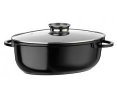 GSW 410588 Gourmet Ceramica Induktion Bräter XXL oval mit Aroma-Glasdeckel 42x27cm / ca. 10,0 Liter, Aluguss, schwarz gesprenkelt, 42 cm, 4-Einheiten