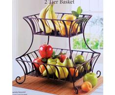 Badregal Obstkorb Aufbewahrung schwarz aus Metall 2 stöckig