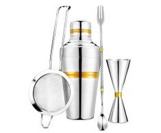 VinoBravo Premium Japanisches 17 oz Cocktail-Shaker-Set | Bar-Set für die Hausbar and als Bartender Kit für Profis mit 500 ml Cocktail-Shaker，, Double Jigger, Rührlöffel und feinmaschigem Barsieb