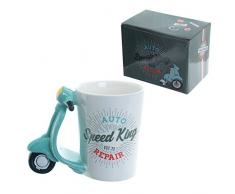 Puckator Scooter Retrò Tasse mit Griff, Keramik, Grün