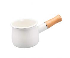 F Fityle Emaille Milchtopf Kochtopf Milch Topf Simmertopf Induktion Kasserolle, 500ml, Zwei Farbe Auswahl - Weiß