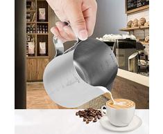 Kaffeekanne, Edelstahl Messbecher Kaffeekanne Milchschaumtopf Espresso Latte Krug(9.2 * 7.7 * 10.9cm)