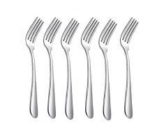 HornTide Besteck Besteck-Sets 6-teiliges Dinner Fork Menuegabel 4 Zinken 18cm Edelstahl hochglanzpoliert