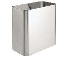 mDesign rechteckiger Mülleimer – kompakter Abfalleimer für Bad, Büro und Küche mit ausreichend Platz für den Müll – Papierkorb aus Metall – silberfarben