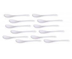 12-tlg. Porzellan Eierlöffel SET - weiß - Eierbecher Löffel - Dessertlöffel - Besteck - Porzellanlöffel