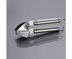 PROFI Knoblauchpresse Edelstahl Spülmaschinenfest + GRATIS Knoblauchschäler aus Silikon (Das Komplettset in edlem Design | Knoblauchpresse leicht zu reinigen)