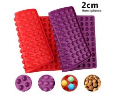 Silikon Backmatte, 2 Stück 2cm Halbkugel Silikonform Silikonmatte, Mehrzweck Wiederverwendbare Silikon Backform für Hundekekse, Hundeleckerlies, Pralinenform, BPA-frei, Hitzebeständig 240°C, 38,5x27cm