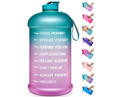 Venture Pal Große Wasserflasche mit motivierendem Zeitmarker, auslaufsicher, BPA-frei, 04 Grün/Violett Farbverlauf, 1gallon