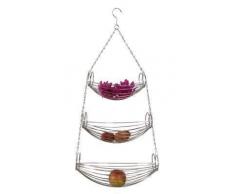 Obstkorb hängend mit 3 Körben Chrom 70cm hoch Obstschaukel Früchtekorb Etagere Korb für Obst und Gemüse