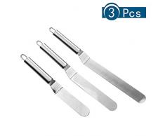 miuse Kuchenmesser & Tortenmesser 3-Teiliges Edelstahl Winkelpalette Set in 4.5/6.5/8.5 inch rostfreie Glasurmesser Profi Küchenmesser