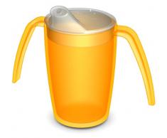 Ornamin 2-Henkel-Becher mit Schnabelaufsatz 220 ml gelb (Modell 816 + 806) / Pflegebecher, Tremor-Becher, Schnabelbecher