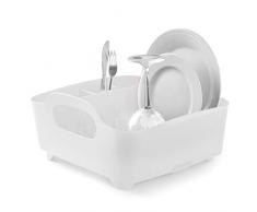 Umbra Tub Geschirr Abtropfgestell – Abtropfkorb mit integriertem Tropfwasserabfluß für Ihre Spüle oder Arbeitsfläche in Ihrer Küche Zuhause, im Büro oder Wohnwagen, Kunststoff / Weiß