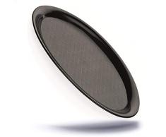 Kerafactum Serviertablett ovale Servierplatte in schwarz Servier Tablett kleines Gläsertablett zum abräumen Oval aus Kunststoff matt mit geriffeltem Boden Platte zum servieren Spülmaschinenfest
