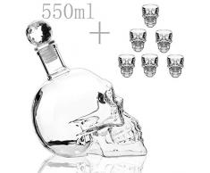 ZNSH Alkohol Spender, Whisky Dekanterflasche, Kreative Kristallschädel Flasche 550ML Schädel-Reihe Wodka-Flasche Aus Mundgeblasenem
