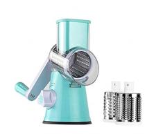 LEKOCH Manuelle Multi Gemüseschneider Gemüsehobel Trommelreibe Käsemühle Mit 3 Edelstahl Trommeleinsätze (Blau)