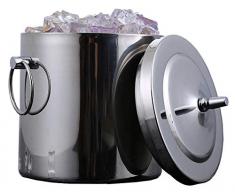 Slakr Eiseimer Eisbehälter Sektkühler Eiswürfelbehälter Mit Deckel Edelstahl Weinkühle Eiskübel Eiskühler Doppelwand-Isolierung Für Besonders Lange Kühlung 2 L, Silber