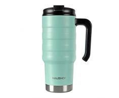HAUSHOF Isolierbecher Thermobecher Reisebecher 700 ml mit Doppelwand-Vakuum aus Edelstahl mit Deckel und Griff für Auto Büro Unterwegs BPA Frei