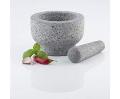 Ribelli XXL Mörser Stößel Granit Granitmörser Zerkleinerer Gewürze Gewürzreibe Granitstein Küche Ø ca. 15,0 cm