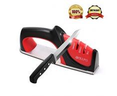 NEAWO Messerschärfer, 3-Stufig Manuelle Messerschleifer mit Rutschfestem Gummiunterlage für Edelstahl und Keramikmesser Aller Größen