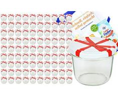 MamboCat 100er Set Sturzglas 230 ml To 82 weißer Deckel mit Schleifendekor incl. Diamant Gelierzauber Rezeptheft Marmeladenglas Einmachglas Einweckglas