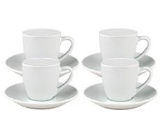 Van Well 4er Set Espressotasse Bistro/Gloria 10cl mit Untertasse 12cm - klassisch - weiß - aus Porzellan