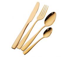 Gold Besteckset, Edelstahl Besteck Service für 1, Buyer Star Geschirr messer Gabel Löffel Teelöffel, PVD Stainless Steel Hochglanzpoliert