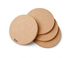 Sweese 810.101 Topfuntersetzer Kork 4er Set, Untersetzer Rund für Töpfe, Pfannen, Teller, 19 cm Durchmesser
