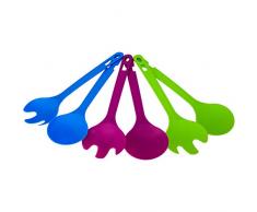 amaux 6-teiliges Salatbesteck, Salat-Gabel und Löffel mit Zangen-Funktion (3-Farben)