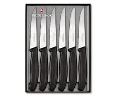 Victorinox Swiss Classic 6-tlg. Steakmesser-Set mit Wellenschliff, 11 cm Klinge, Klingenschutz, Spülmaschinengeeignet, schwarz
